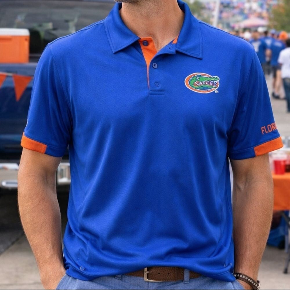 Colosseum Florida Gators Blue Polo Shirt XXL Athletic NCAA Short Sleeve Game Day